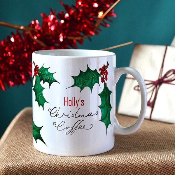 Merry Christmas Holly Coffee Mug