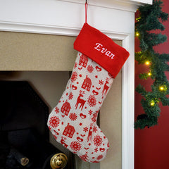 Personalised Embroidered Calico Christmas Stocking