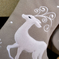 Luxury Personalised Embroidered White and Silver Christmas Stockings with Snowflakes or Reindeer