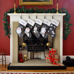 Luxury Deluxe Dark Grey Personalised Embroidered Christmas Stocking Santa / Snowman / Reindeer