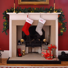 Luxury Personalised Embroidered Knitted Christmas Stockings in Red or Silver