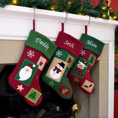 Luxury Personalised Embroidered Vintage Patchwork Style Christmas Stocking