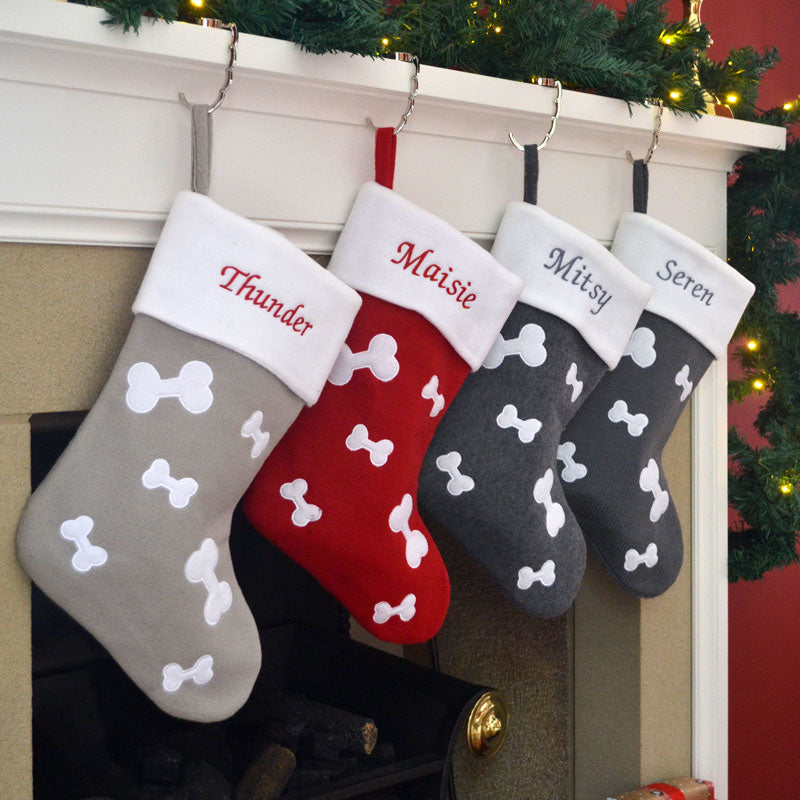 Luxury Deluxe Personalised Embroidered Christmas Stocking Dog Pet Xmas Stocking