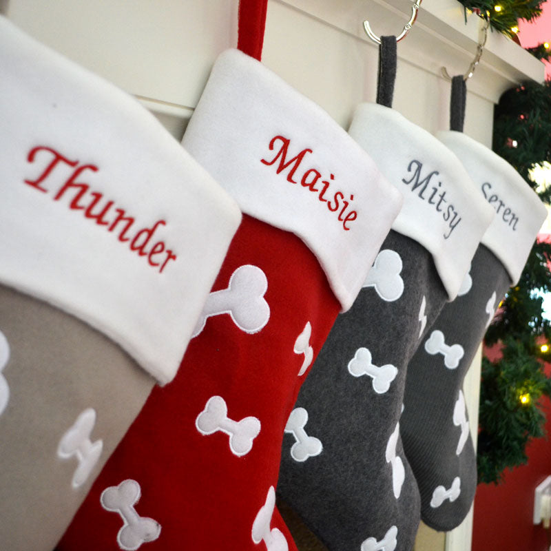 Luxury Deluxe Personalised Embroidered Christmas Stocking Dog Pet Xmas Stocking