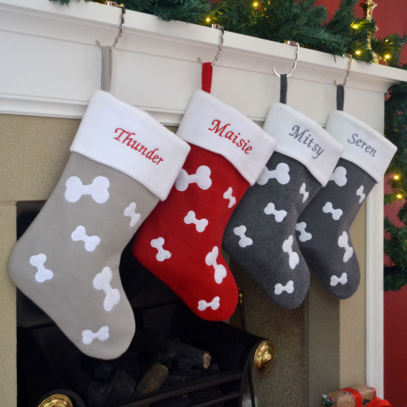 Luxury Deluxe Personalised Embroidered Christmas Stocking Dog Pet Xmas Stocking