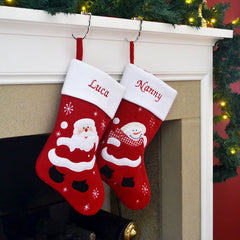 Luxury Deluxe Personalised Embroidered Christmas Classic Santa / Snowman Xmas Stocking