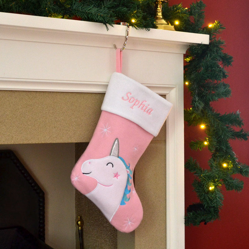 Personalised Embroidered Luxury Unicorn Christmas Stocking