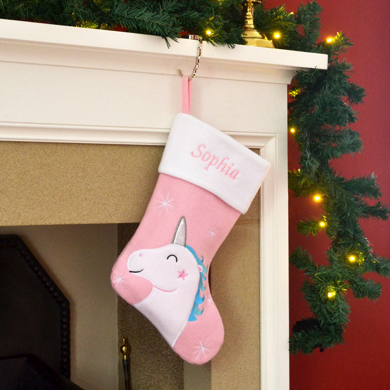 Personalised Embroidered Luxury Unicorn Christmas Stocking