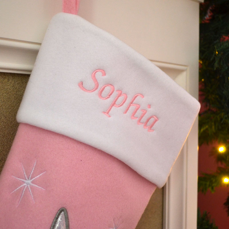 Personalised Embroidered Luxury Unicorn Christmas Stocking