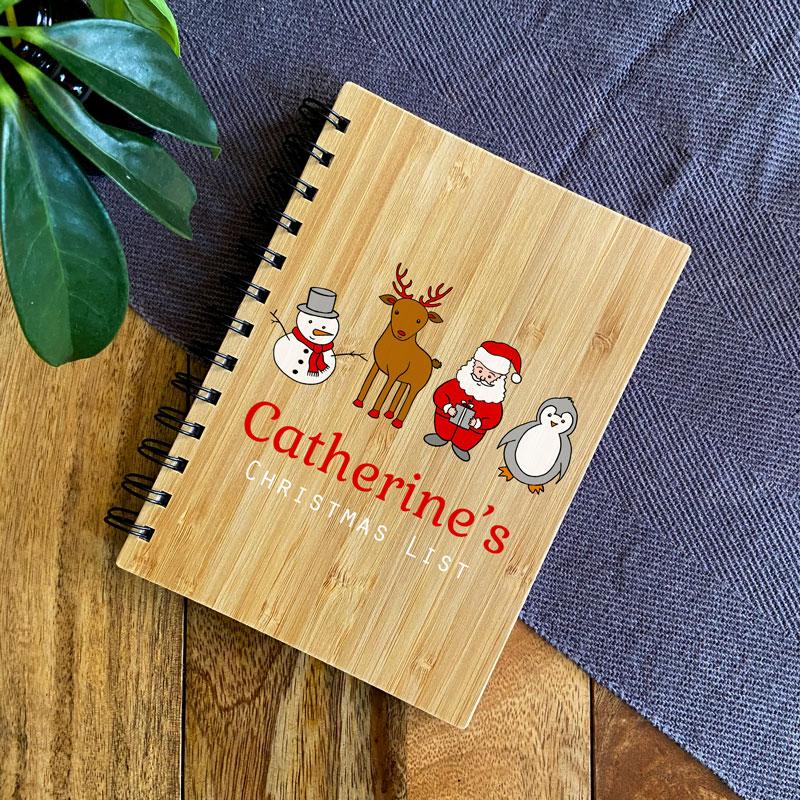 Personalised Christmas Note Book Bamboo Eco Friendly Christmas List