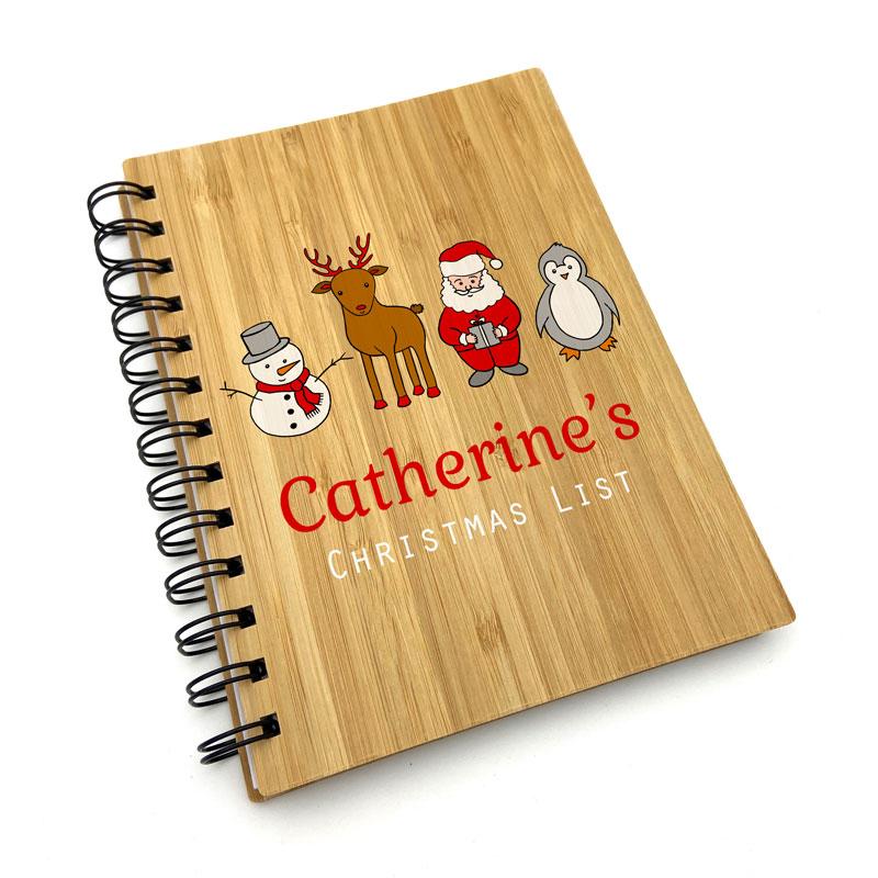 Personalised Christmas Note Book Bamboo Eco Friendly Christmas List