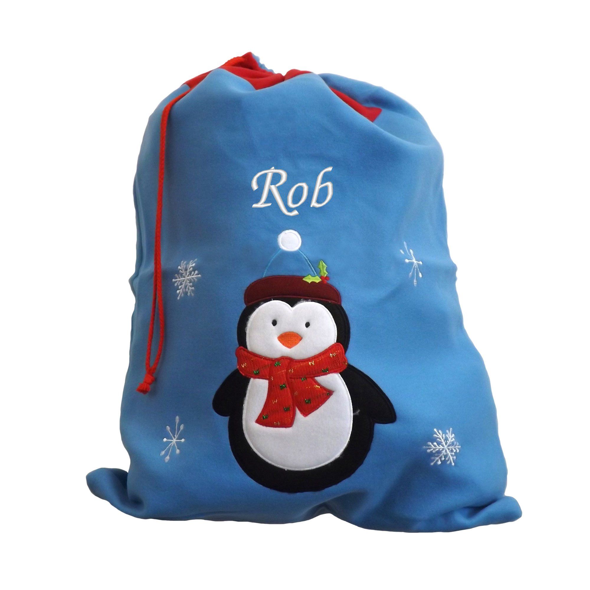 Personalised Luxury Deluxe Embroidered Santa Sack - Santa, Snowman, Penguin & Reindeer