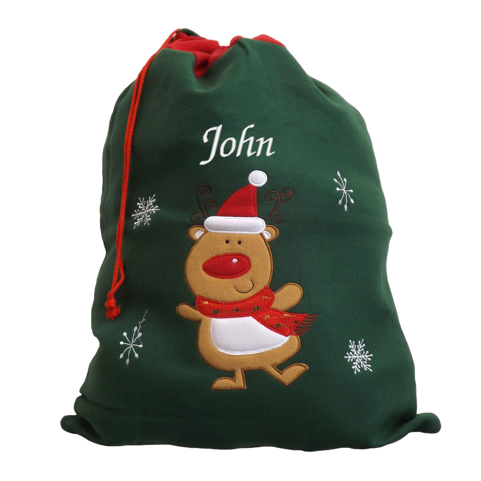 Personalised Luxury Deluxe Embroidered Santa Sack - Santa, Snowman, Penguin & Reindeer