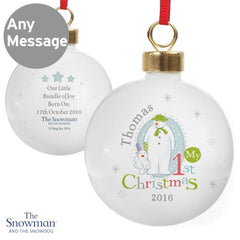 The Snowman and the Snowdog My 1st Christmas Personalised Bauble - Personalised Christmas