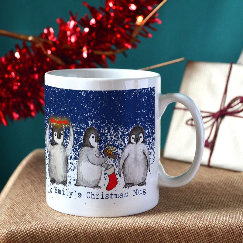 Personalised Penguin Christmas Mug