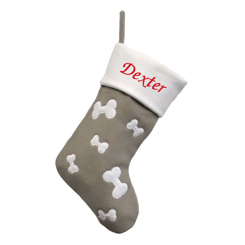 Luxury Deluxe Silver Personalised Embroidered Christmas Stocking Santa / Snowman / Reindeer