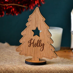 Personalised oak ornament for christmas