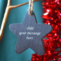 Personalised Slate Star Christmas Bauble Any Message