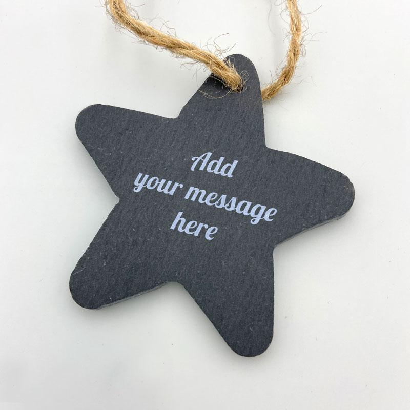 Personalised Slate Star Christmas Bauble Any Message