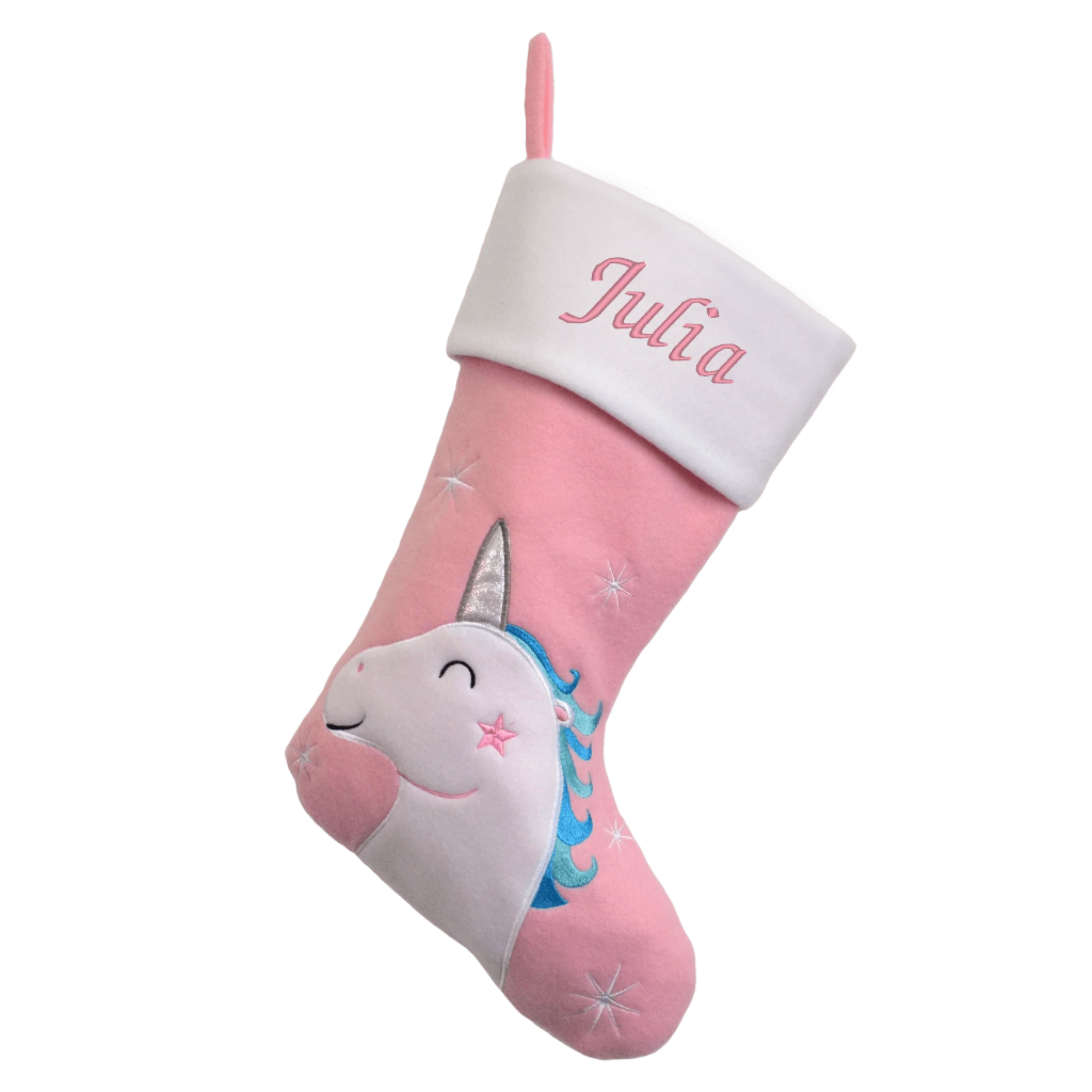 Personalised unicorn Christmas stocking